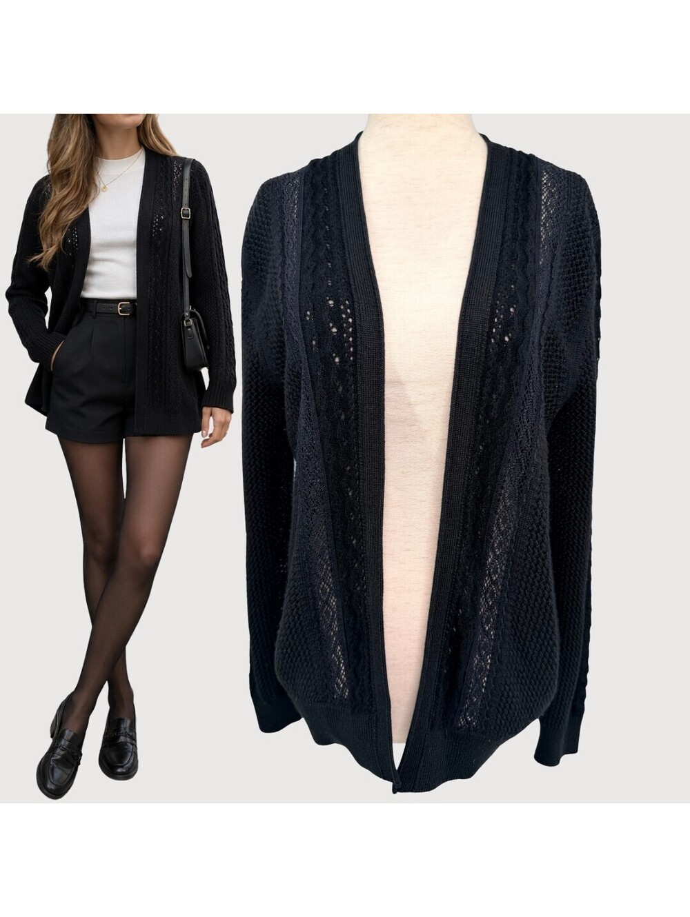 Athe Vanessa Bruno Pointelle Angora Wool Cardigan